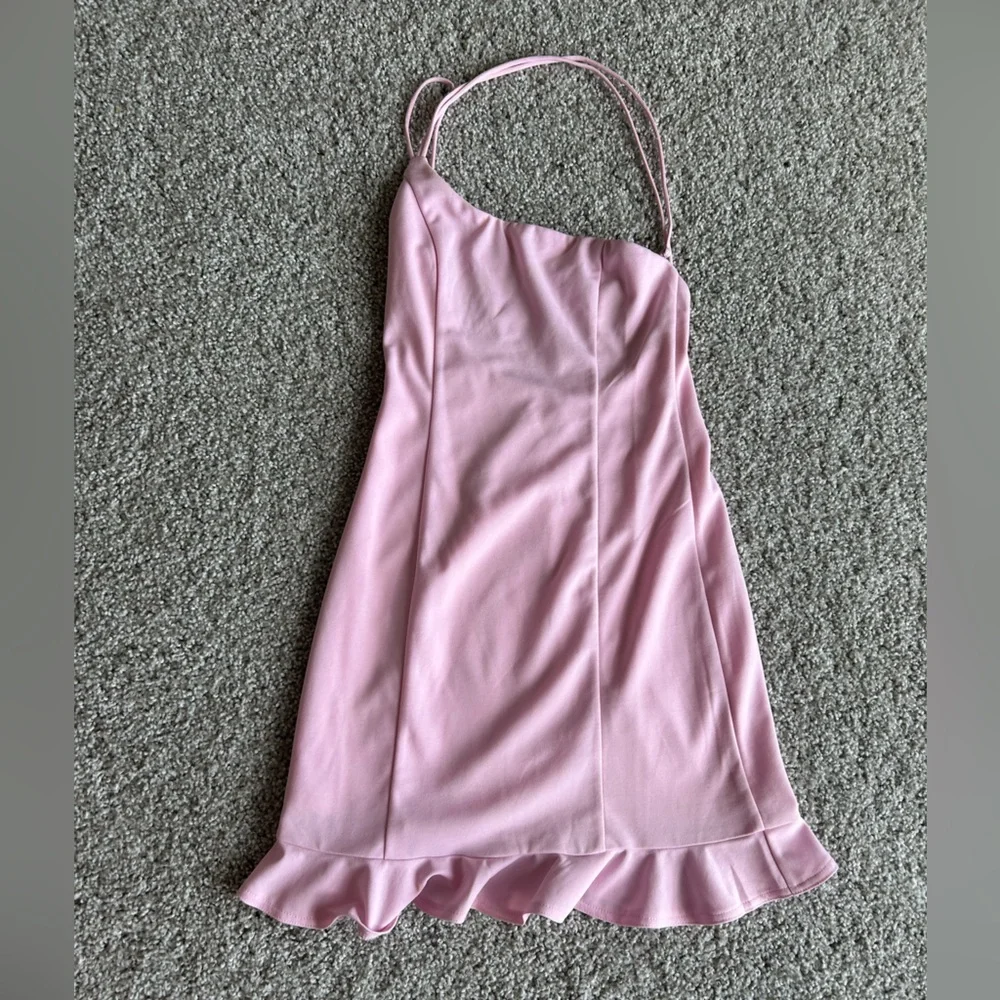Pink Ruffle Mini Dress - Picture 2 of 4
